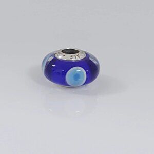 Pandora Evil Eye Protection Dark Blue Turquoise Murano Glass Bead Charm S925 ALE